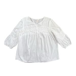 Sundance Cottage Top White Peasant Blouse Prairie Milkmaid Boho Tunic Lace